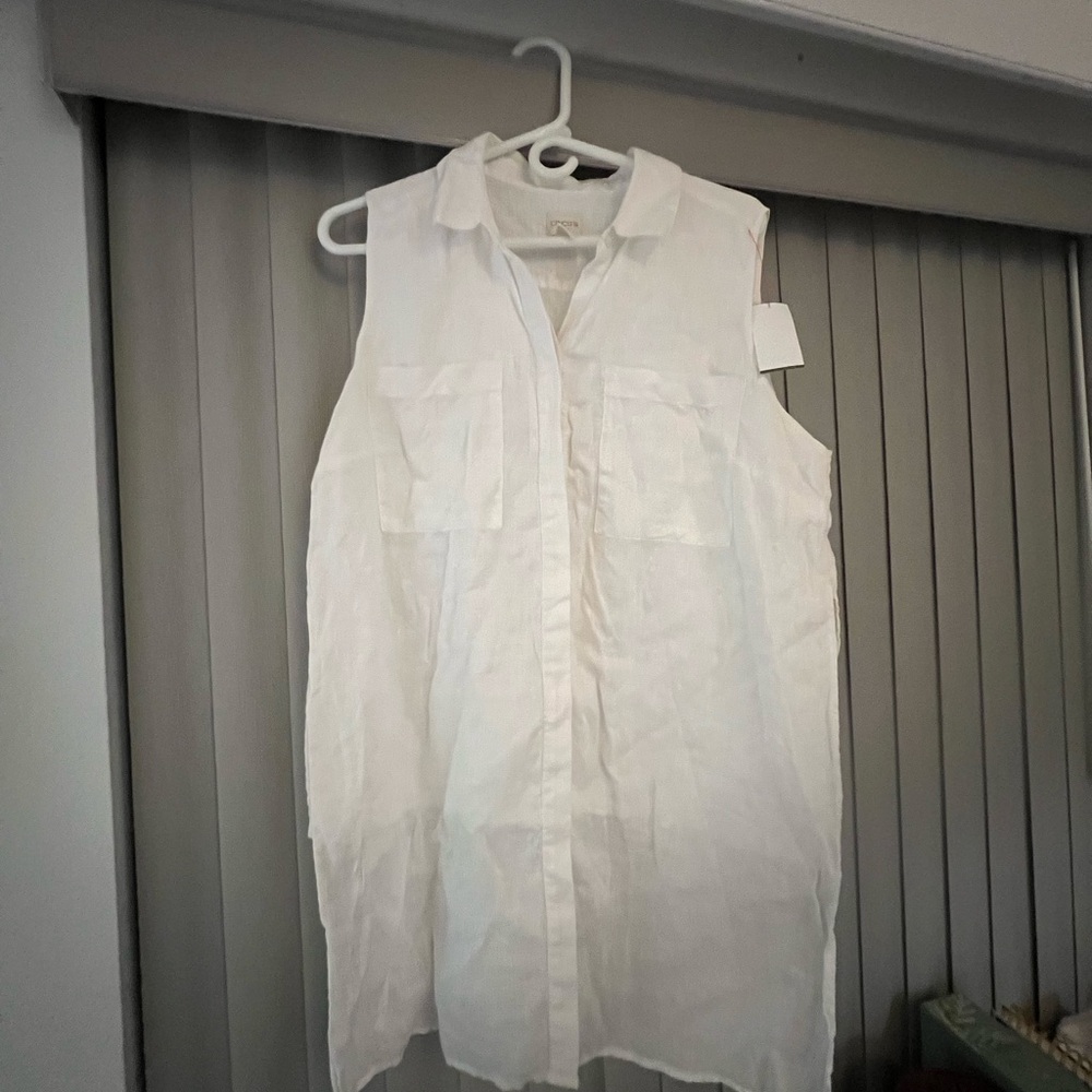 White‎ Sleeveless women’s Chico linen Shirt